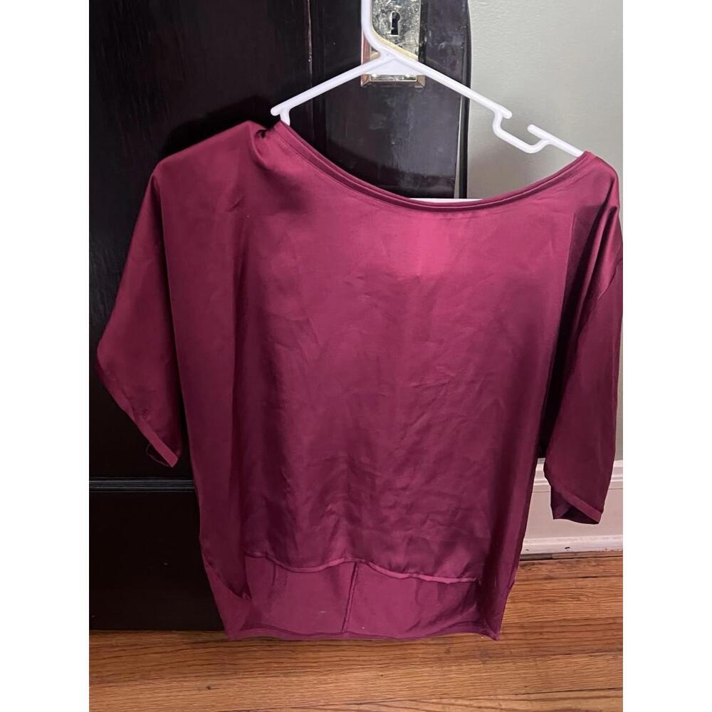 burgundy short-sleeve satin blouse or top White House black market size medium